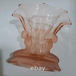 Walther & Sohne Art Deco Windsor Vase Pink Glass
