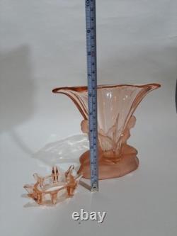 Walther & Sohne Art Deco Windsor Vase Pink Glass