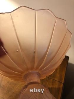 Walther & Söhne Art Deco pink frosted glass'Nymphen' mermaid bowl