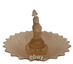 Walther & Söhne Goose Girl Art Deco Frosted Pink Glass Centerpiece Bowl 1930s