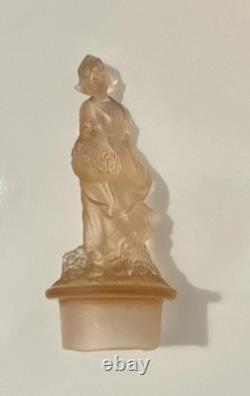 Walther & Söhne Goose Girl Art Deco Frosted Pink Glass Centerpiece Bowl 1930s