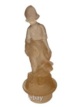 Walther & Söhne Goose Girl Art Deco Frosted Pink Glass Centerpiece Bowl 1930s