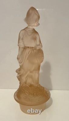Walther & Söhne Goose Girl Art Deco Frosted Pink Glass Centerpiece Bowl 1930s