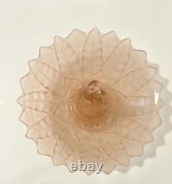Walther & Söhne Goose Girl Art Deco Frosted Pink Glass Centerpiece Bowl 1930s