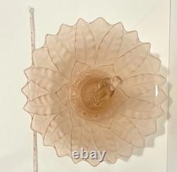 Walther & Söhne Goose Girl Art Deco Frosted Pink Glass Centerpiece Bowl 1930s