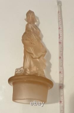 Walther & Söhne Goose Girl Art Deco Frosted Pink Glass Centerpiece Bowl 1930s
