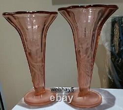 Walther & Sohne Pink Frosted Glass 2 Vases