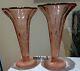 Walther & Sohne Pink Frosted Glass 2 Vases