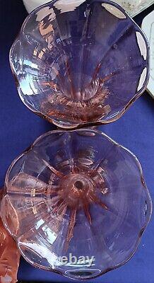 Walther & Sohne Pink Frosted Glass 2 Vases