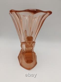 Walther & Sohne Windsor Vase Salmon Pink Mermaids Art Deco c1930s Chipped S6266