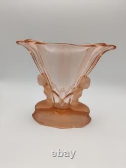 Walther & Sohne Windsor Vase Salmon Pink Mermaids Art Deco c1930s Chipped S6266