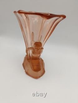 Walther & Sohne Windsor Vase Salmon Pink Mermaids Art Deco c1930s Chipped S6266