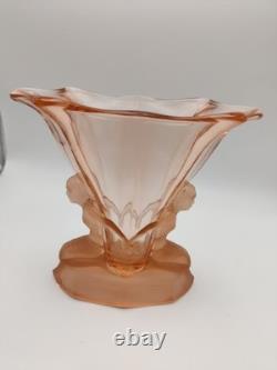 Walther & Sohne Windsor Vase Salmon Pink Mermaids Art Deco c1930s Chipped S6266