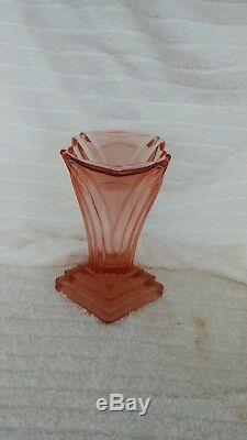 Walther & Sohne pink glass vase Greta Art Deco