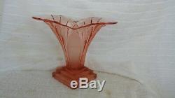 Walther & Sohne pink glass vase Greta Art Deco