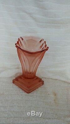 Walther & Sohne pink glass vase Greta Art Deco