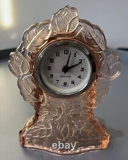 Walther and Sohne Art Deco Pink Glass Clock