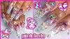 Watch Me Work Pink Silver Holo Glitter Glass Acrylic Sculpted Long Coffin Bling Nails