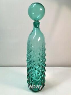 Wayne Husted Blenko Sea Green Vineyard Decanter # 6037L. Mid Century Glass