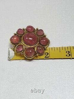 Weiss vintage brooch pin pink swirling gripoix cabochons art glass cluster