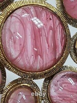 Weiss vintage brooch pin pink swirling gripoix cabochons art glass cluster