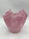 Whimsical! Murano Pulled Hand Blown Ruffled Pink Glass Vase
