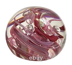 Whitefriars 9850 Pink Yellow White Art Glass Abstract Paperweight Has Sticker