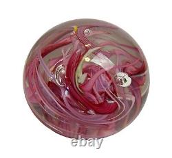 Whitefriars 9850 Pink Yellow White Art Glass Abstract Paperweight Has Sticker