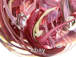 Whitefriars 9850 Pink Yellow White Art Glass Abstract Paperweight Has Sticker