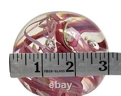 Whitefriars 9850 Pink Yellow White Art Glass Abstract Paperweight Has Sticker
