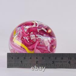 Whitefriars Glass Paperweight Pink Yellow Swirl Mid Century