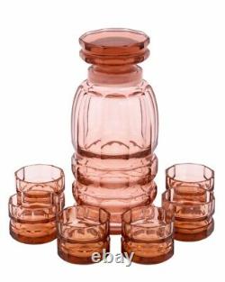 Wiener Werkstätten Josef Hoffmann for Moser Rose Crystal Decanter with 6 glasses