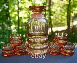 Wiener Werkstätten Josef Hoffmann for Moser Rose Crystal Decanter with 6 glasses