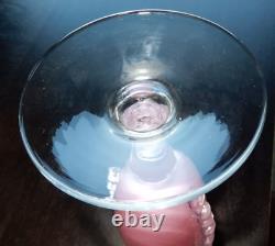 Wonderful Mid Century Encased Pink Empoli Rosaline Cased Glass Vase 11 1/4 Tall