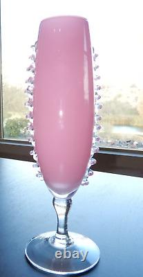 Wonderful Mid Century Encased Pink Empoli Rosaline Cased Glass Vase 11 1/4 Tall