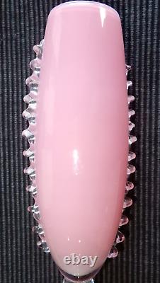 Wonderful Mid Century Encased Pink Empoli Rosaline Cased Glass Vase 11 1/4 Tall