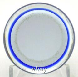 Wonderful RAY BANFORD Pink ROSE over Blue Ground and BUDS Art Glass PAPERWEIGHT