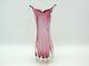 XL 60s vintage Pink sommerso ribbed freeform sculptural art glass vase Czech