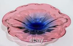 XL Josef Hospodka Chribská Art Glass Bowl Pink Blue 38cm 3kg Bohemian Czech MCM
