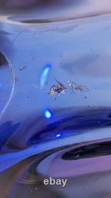 XL Josef Hospodka Chribská Art Glass Bowl Pink Blue 38cm 3kg Bohemian Czech MCM