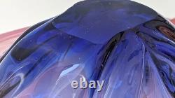 XL Josef Hospodka Chribská Art Glass Bowl Pink Blue 38cm 3kg Bohemian Czech MCM
