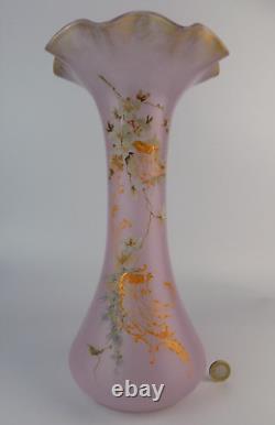 XL Legras Mont Joye enamel painted art glass vase