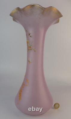 XL Legras Mont Joye enamel painted art glass vase