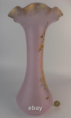 XL Legras Mont Joye enamel painted art glass vase