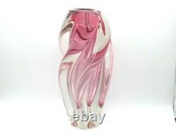 XL vintage Pink sommerso twisted freeform sculptural art glass vase Czech 60s