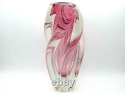 XL vintage Pink sommerso twisted freeform sculptural art glass vase Czech 60s