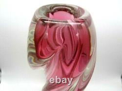XL vintage Pink sommerso twisted freeform sculptural art glass vase Czech 60s