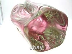 XL vintage Pink sommerso twisted freeform sculptural art glass vase Czech 60s