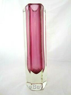 XXL 30cm Vintage Murano mandruzzato pink hexagon sommerso block vase 2.7KG