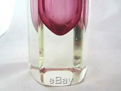 XXL 30cm Vintage Murano mandruzzato pink hexagon sommerso block vase 2.7KG